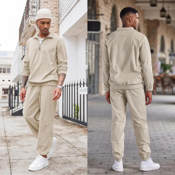 COOFANDY Men’s 2 piece corduroy tracksuit - Picture 1 of 4